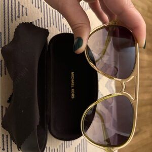 Michael Kors Women's Gold Frame Sunglasses - Green/Gray Lenses